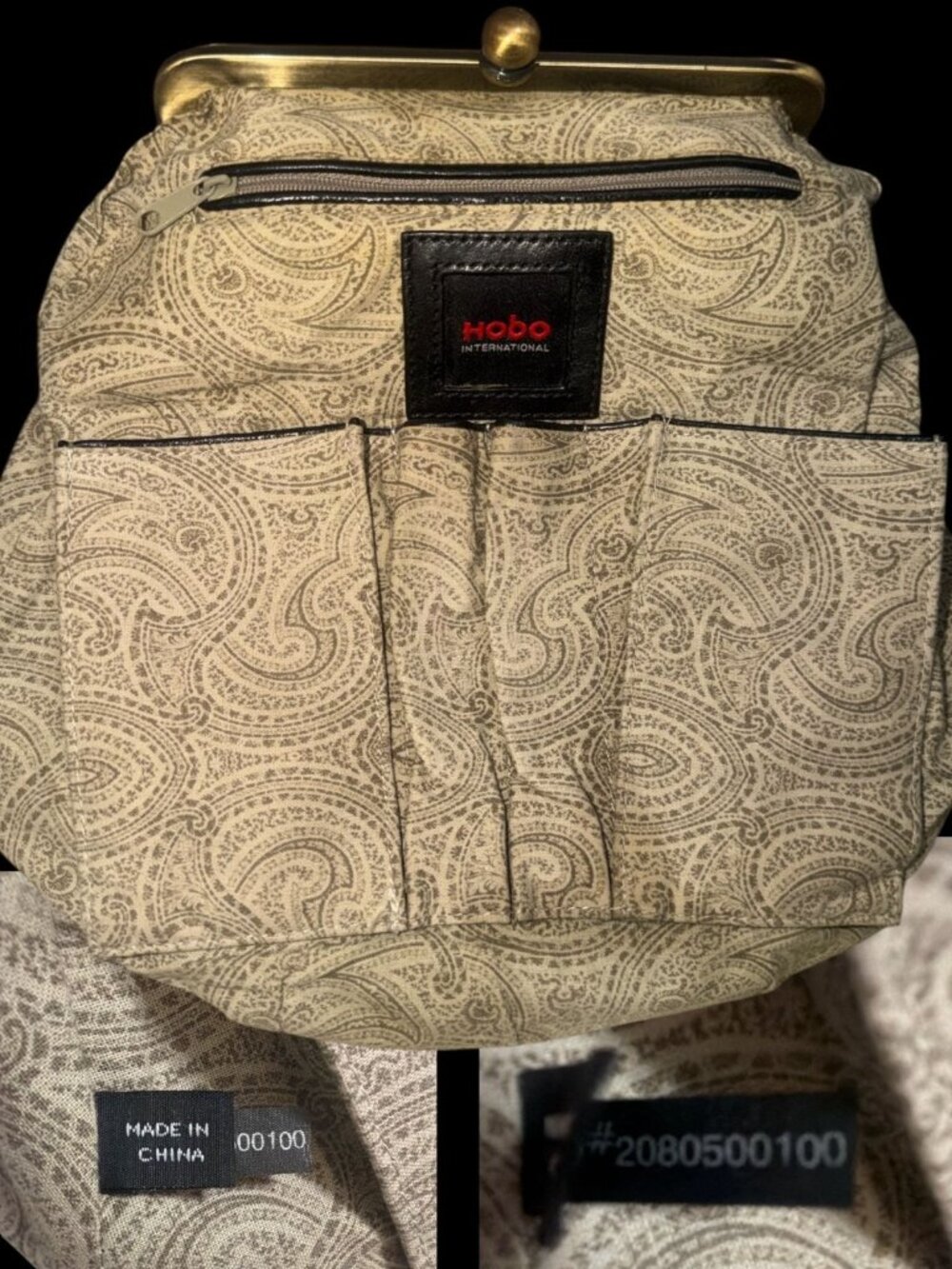 VTG HOBO Blanche Bag Black Glazed Nappa Leather Fortune Cookie Frame Satchel Y2K - Picture 8 of 10